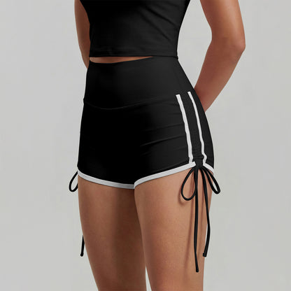 Adjustable Side Ties Yoga Shorts High Waisted Running Short