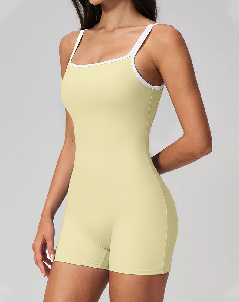 One Piece Short Romper Tummy Control Yoga Bodysuit