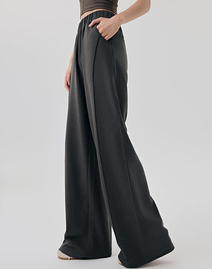 Casual Elastic Waist Wide Leg Sweatpants with Pockets
