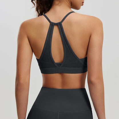 Mesh Halter Neck Sports Bras Spaghetti Straps Yoga Tank Tops