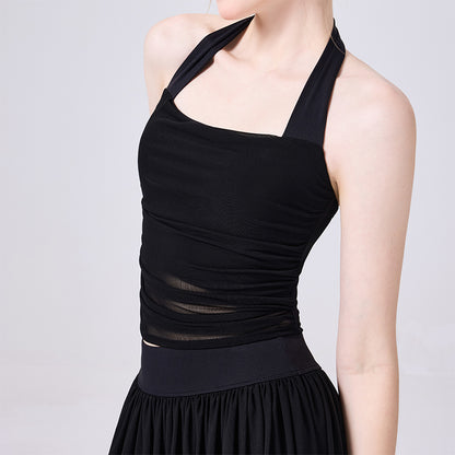 Halter Mesh Crop Tank Top Backless Slim Fit Sleeveless Shirt