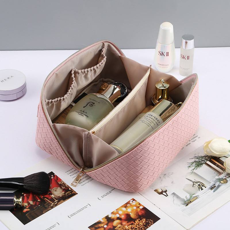 PU Leather Woven Storage Makeup Bag | Organize Your Cosmetics in Style