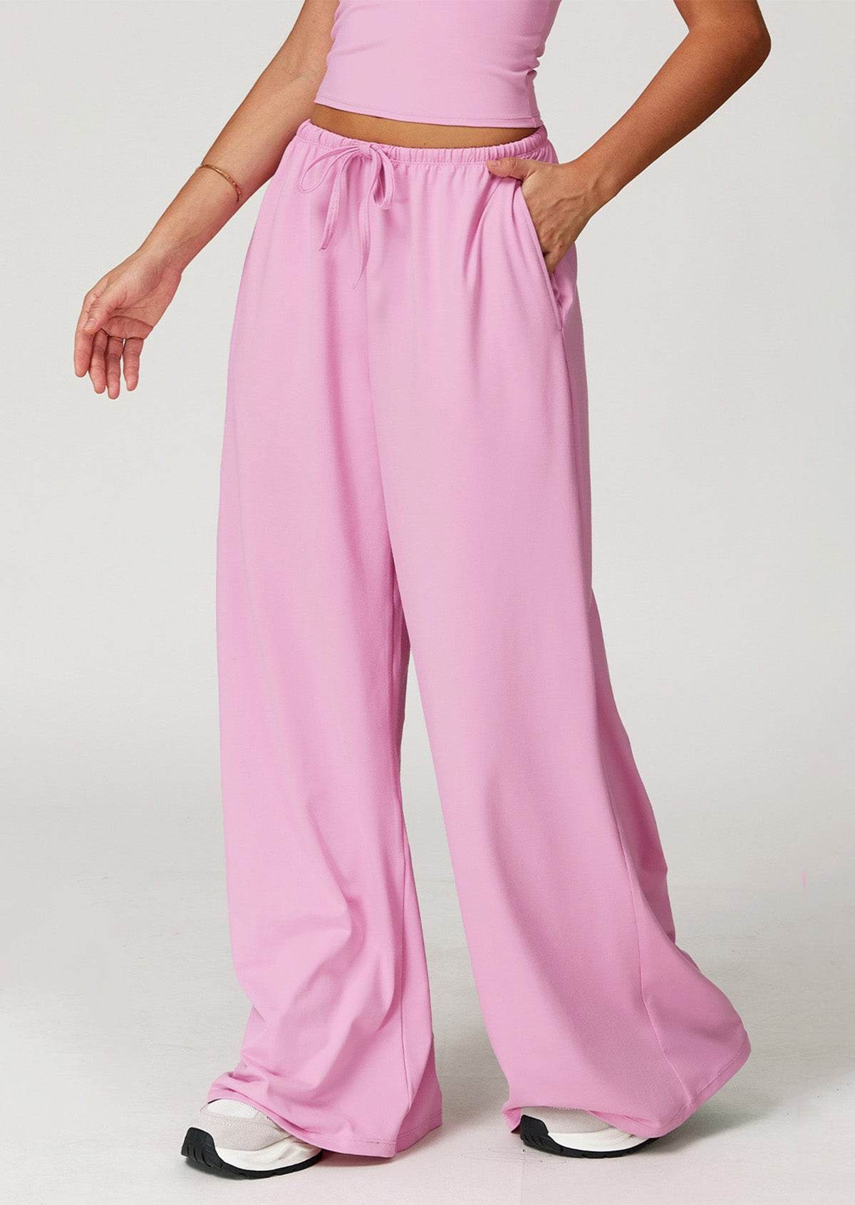 Athletic Wide Leg Lounge Pants with Drawstring and Pockets