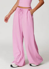 Athletic Wide Leg Lounge Pants with Drawstring and Pockets