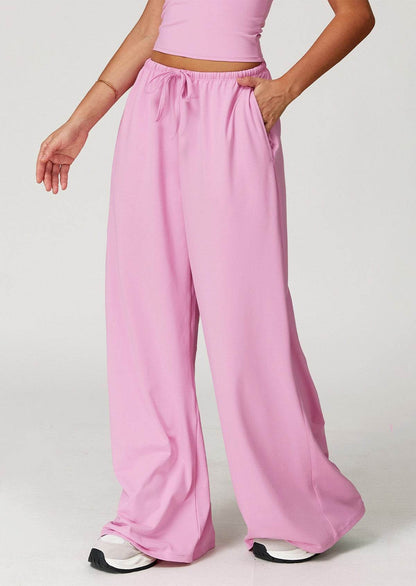 Athletic Wide Leg Lounge Pants with Drawstring and Pockets