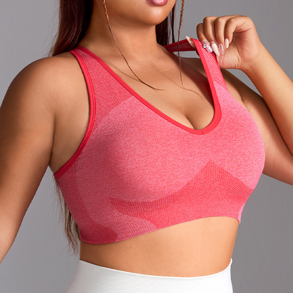 Plus Size U Neck Sports Bra with Adjustable Cross Straps