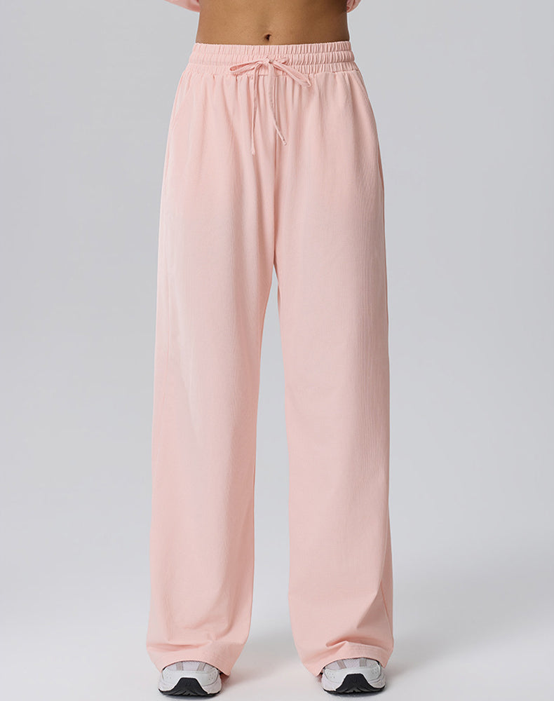 Straight Leg Bggy Drawsting Sweatpants with Pockets