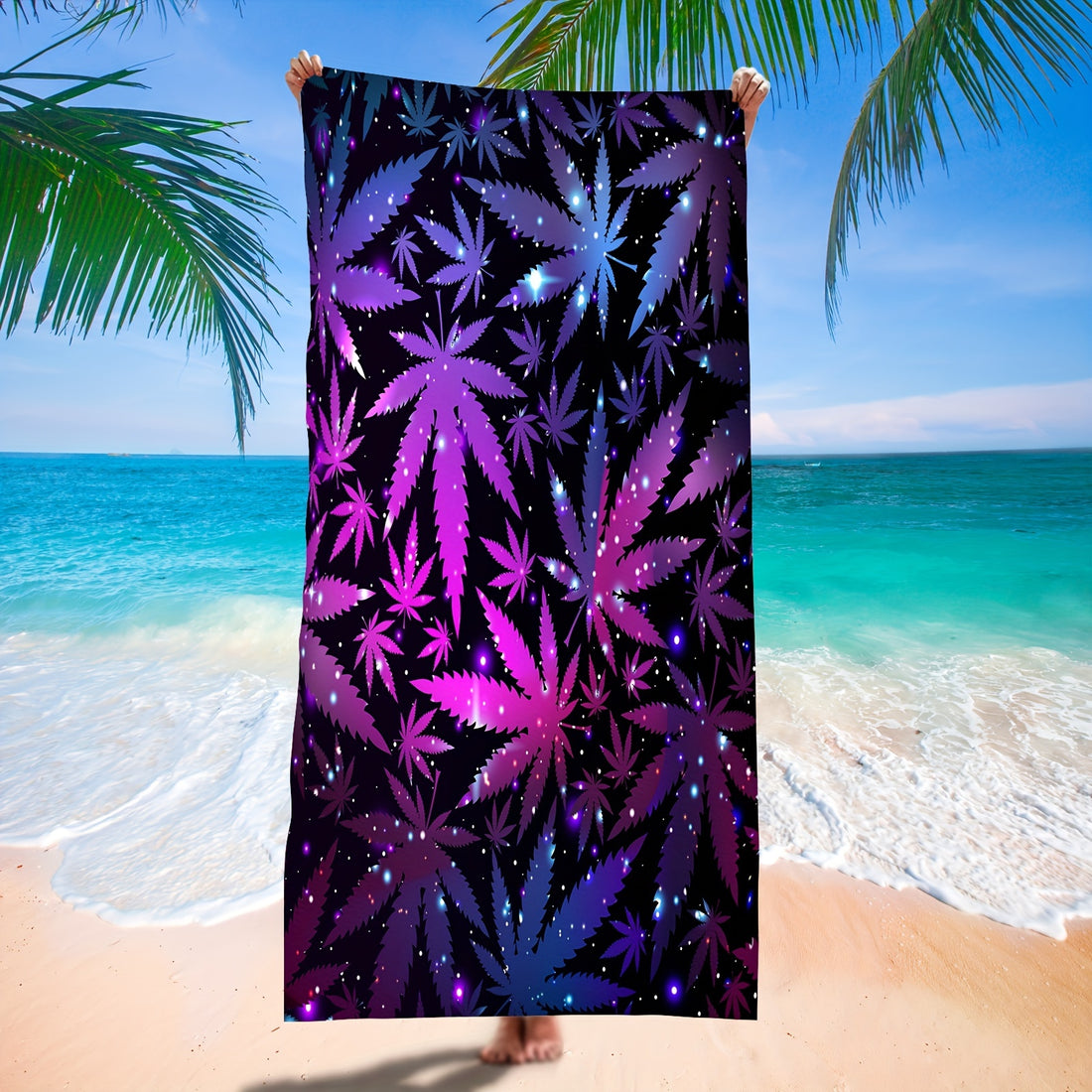 Leaf Plant Print Beach Towel