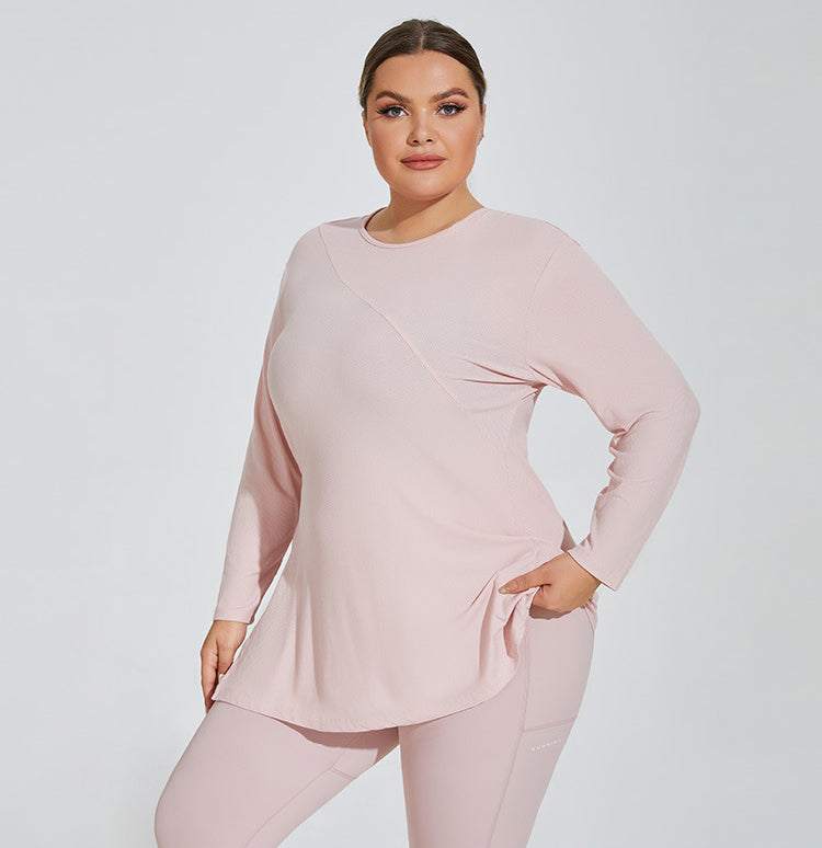 Plus Size Yoga Long Sleeve Hooded T-Shirt | Comfortable &amp; Stylish