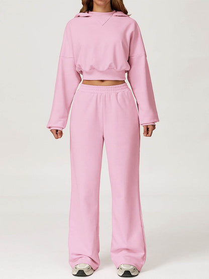 Sport Set with Long Sleeve Crop Sweatshirt and Sweatpant