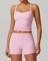 Athletic Wear with Criss Cross Back Tank Top and Short