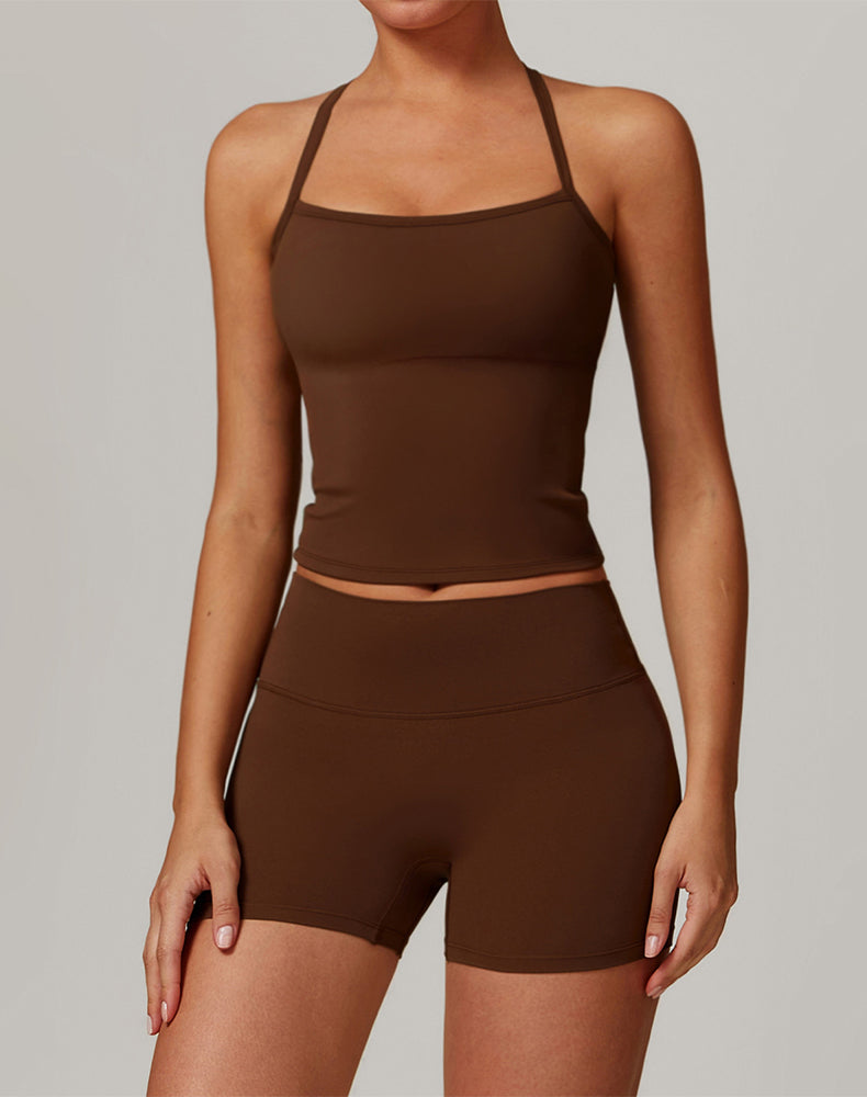 Athletic Wear with Criss Cross Back Tank Top and Short