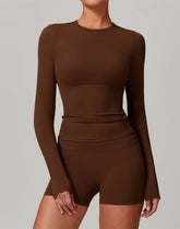 Athletic Wear with Long Sleeve Slim Fit T-Shirt and Short