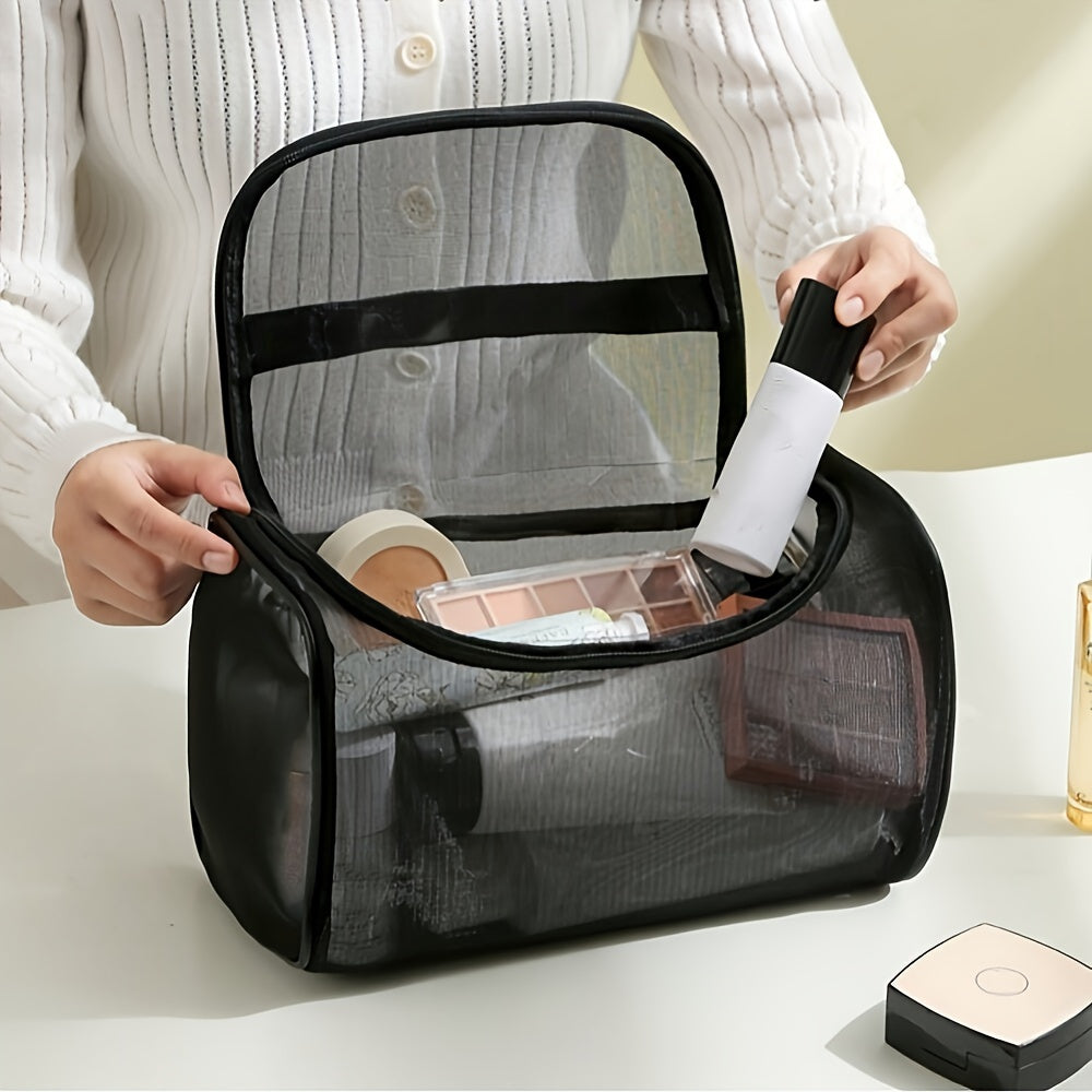 Cosmetic Bag with Transparent Mesh