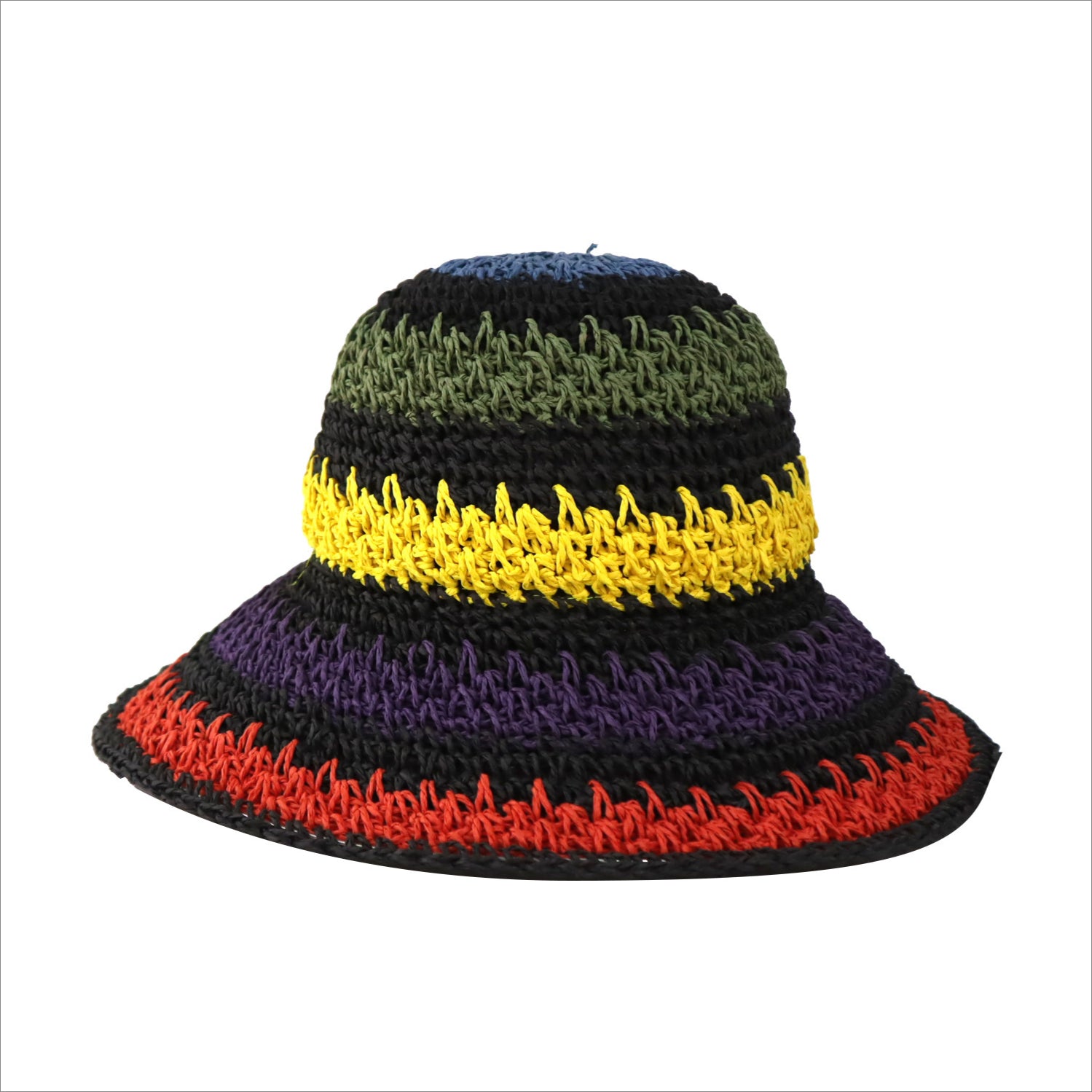 Rainbow Sun Protection Crochet Bucket Hat for Summer Vacation