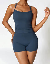 Athletic Wear with Criss Cross Back Tank Top and Short