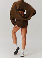 Sports Sets with Long Sleeve T-Shirts and Tight Shorts