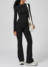Sports Wear with Long Sleeve T-Shirt and Flared Leg Pants