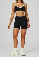 Sport Set with Color Block Sports Bras and Short