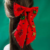 Christmas Crystal Snowflake Bowknot Hair Clip