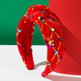 Christmas Sequin Knotted Headbands Wide Top Knot Hairband
