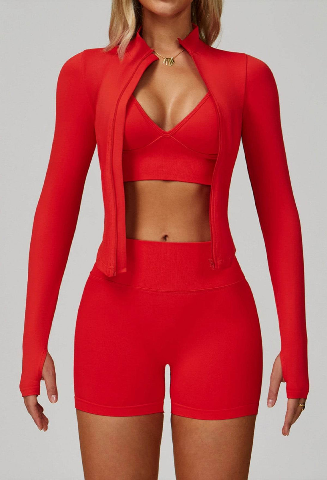 3 Pieces Activewear Set with Bra, Jacket and Short