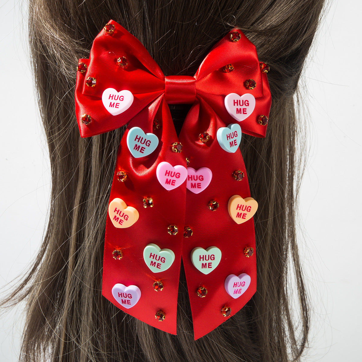 Bow Clips with Love Letter and Rhinestone for Valentine&