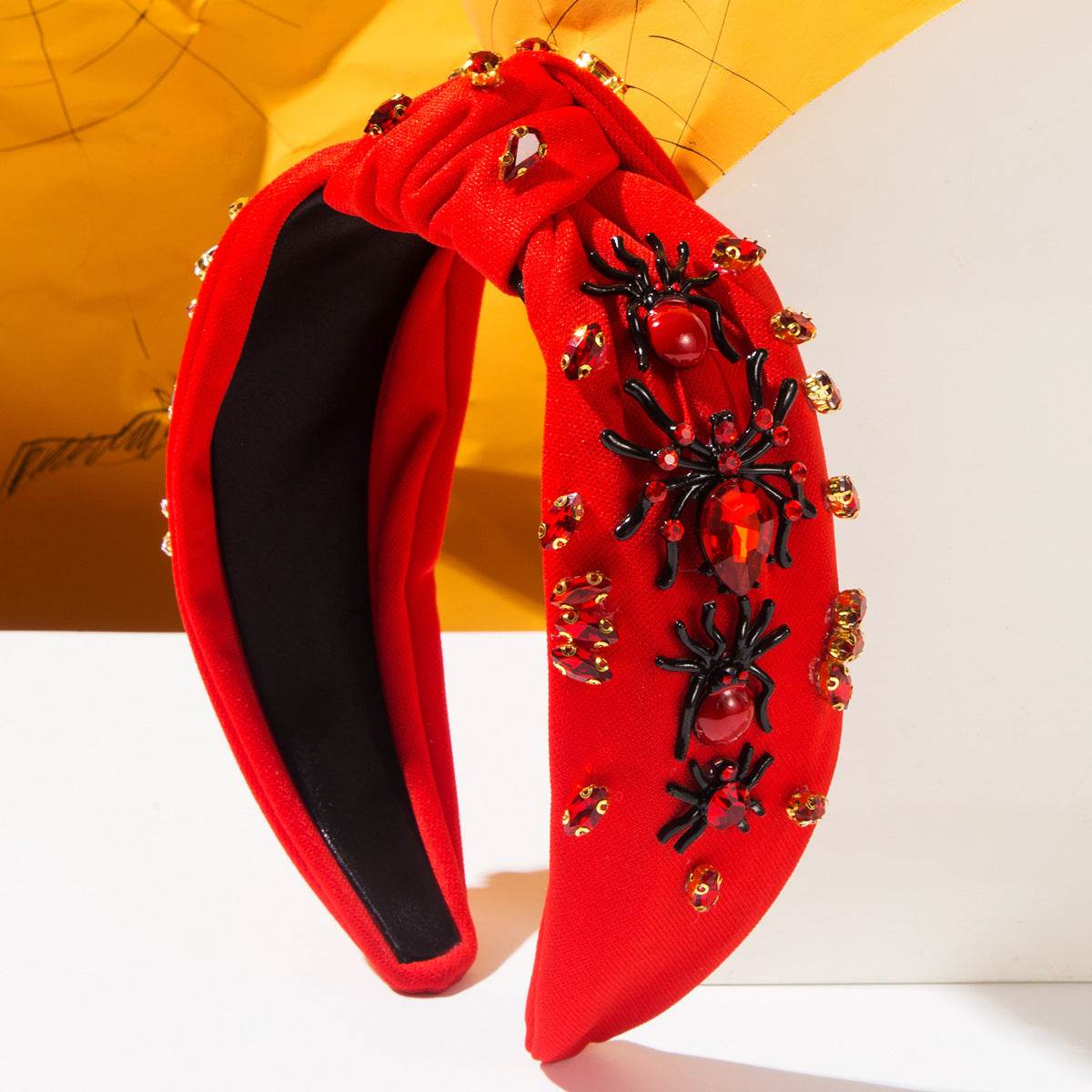 Halloween Spider Wide Top Knot Headband with Rhinestone