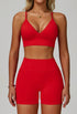 Activewear Set with V Neck Sports Bra and Short
