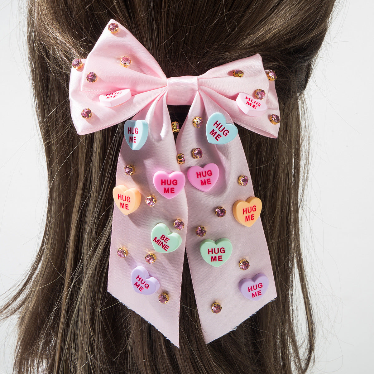 Bow Clips with Love Letter and Rhinestone for Valentine&