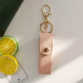 PU Leather Lipstick Holder Keychain with Clip