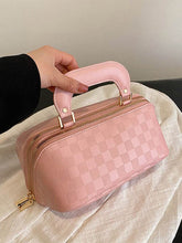 PU Leather Pouch Open Flat Cosmetic Bags with Handle