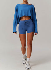 Sports Sets with Long Sleeve T-Shirts and Tight Shorts