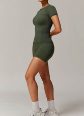 Yoga Wear Set with Short Sleeve T-Shirt and Short