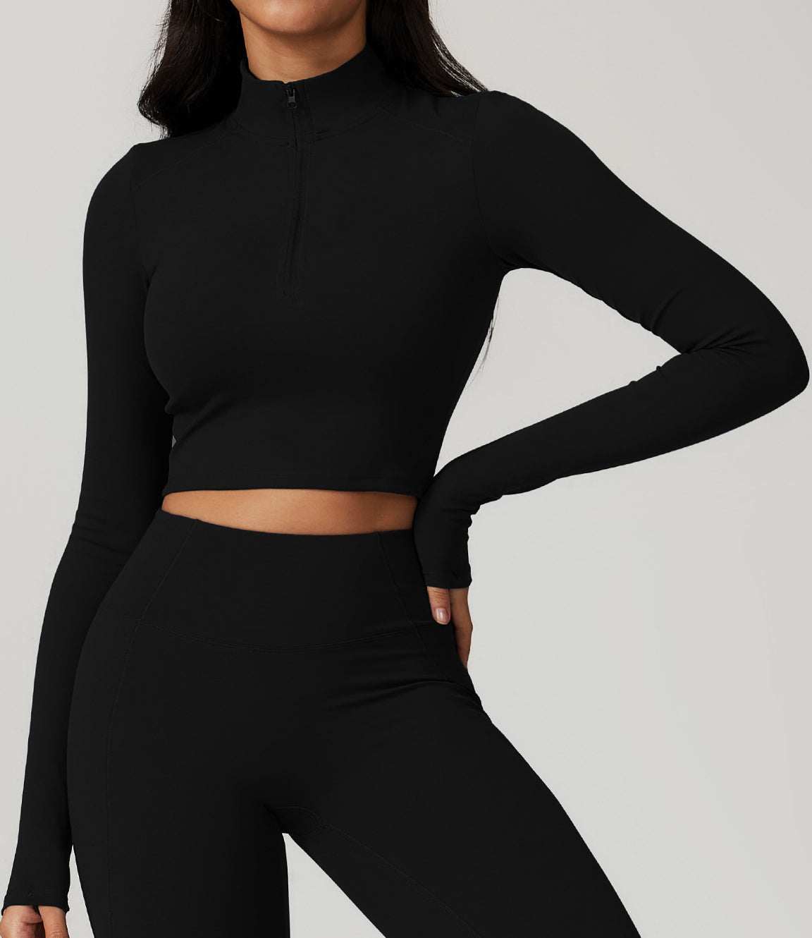 Zipper Yoga Long Sleeve T-Shirt | Sleek &amp; Functional Activewear