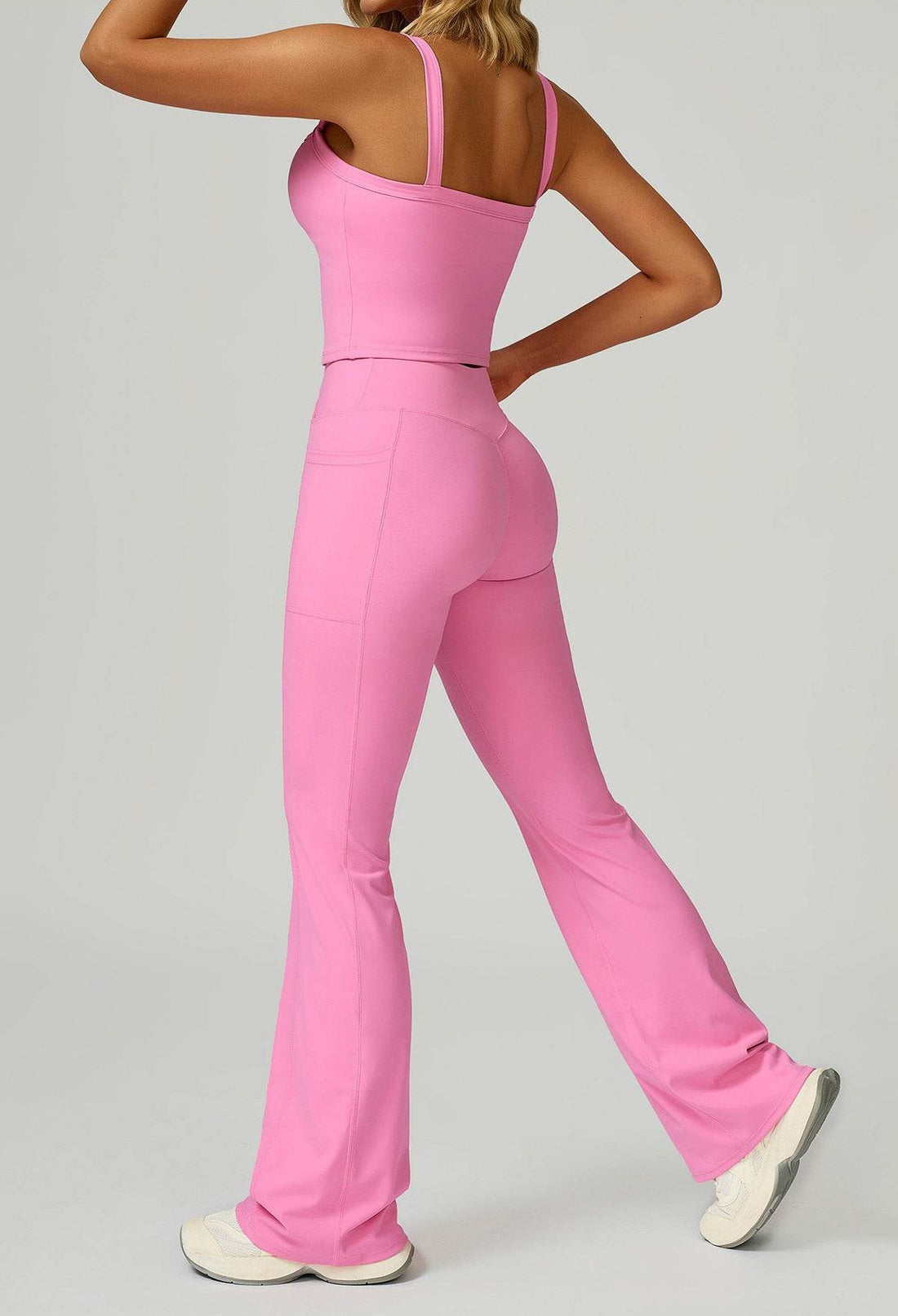 Activewear Set with Wide Strap Tank Top and Flared Pant