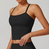 Square Neck Sports Tank Tops Criss Cross Back Longline Cami