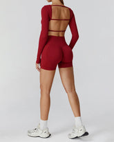 Athletic Wear with Long Sleeve Crop Top and Short