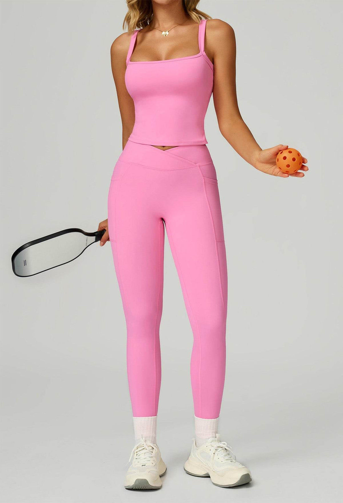 Activewear Set with Wide Strap Tank Top and Legging