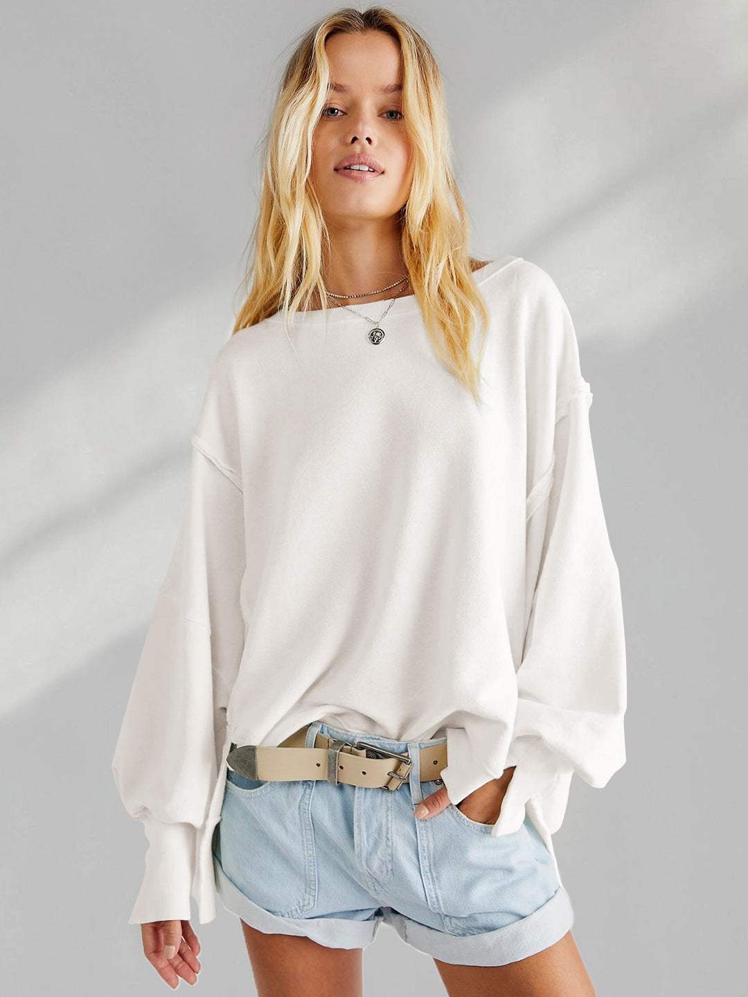 Oversized Long Sleeve Casual Sweatshirt | Relaxed Fit for Comfort