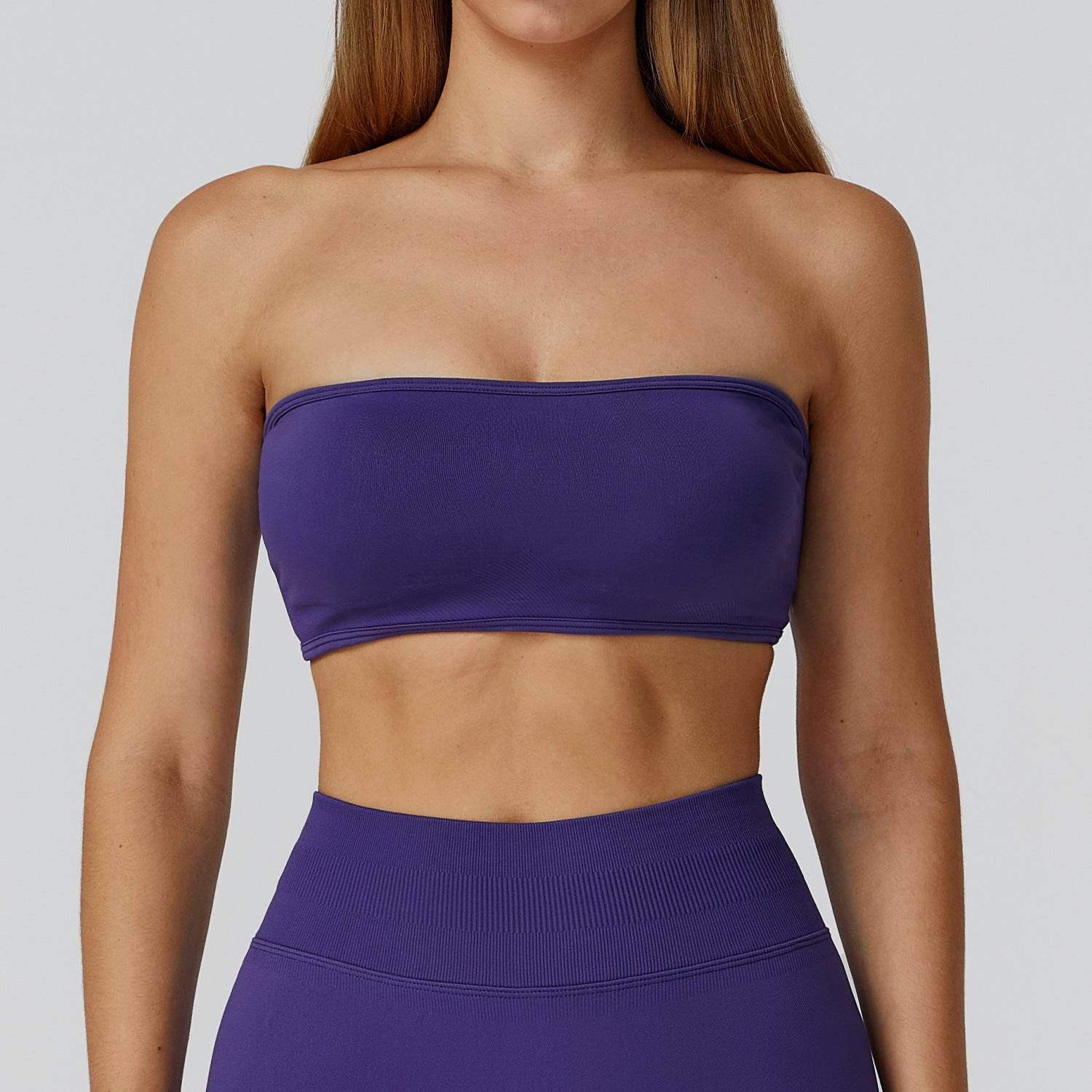 Strapless Bandeau Sport Bra Crop Sleeveless Yoga Tube Top