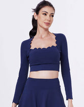 Shell Wave Edge Athletic Crop Top Long Sleeve T-Shirt