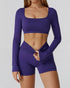 Athletic Wear with Long Sleeve Crop Top and Short
