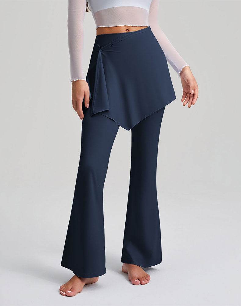 High Waisted Yoga Flare Pants Fake Two Piece Pant with Skirt