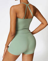 Athletic Wear with Criss Cross Back Tank Top and Short