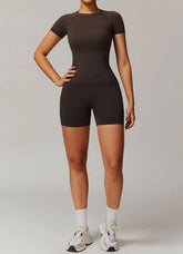Yoga Wear Set with Short Sleeve T-Shirt and Short