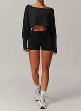 Sports Sets with Long Sleeve T-Shirts and Tight Shorts