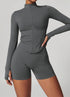 Full Zip Cropped Workout Jacket with Thumb Holes