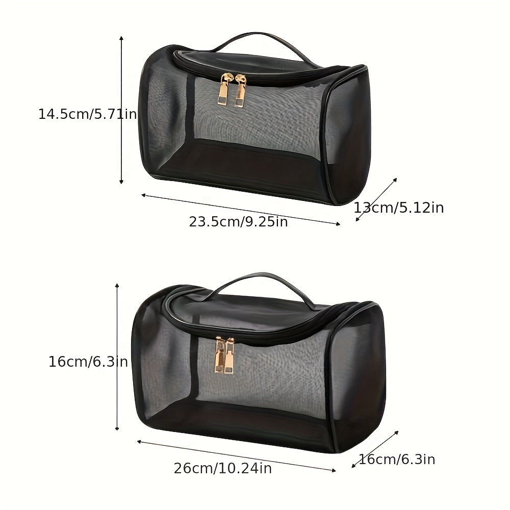 Cosmetic Bag with Transparent Mesh