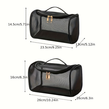 Cosmetic Bag with Transparent Mesh